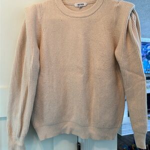BB Dakota Beige Ribbed Crew Neck Sweater